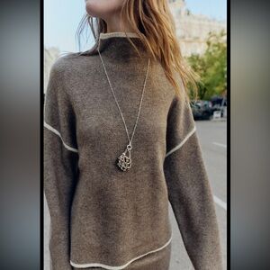 Zara Wool-Blend Mock-Neck Pullover